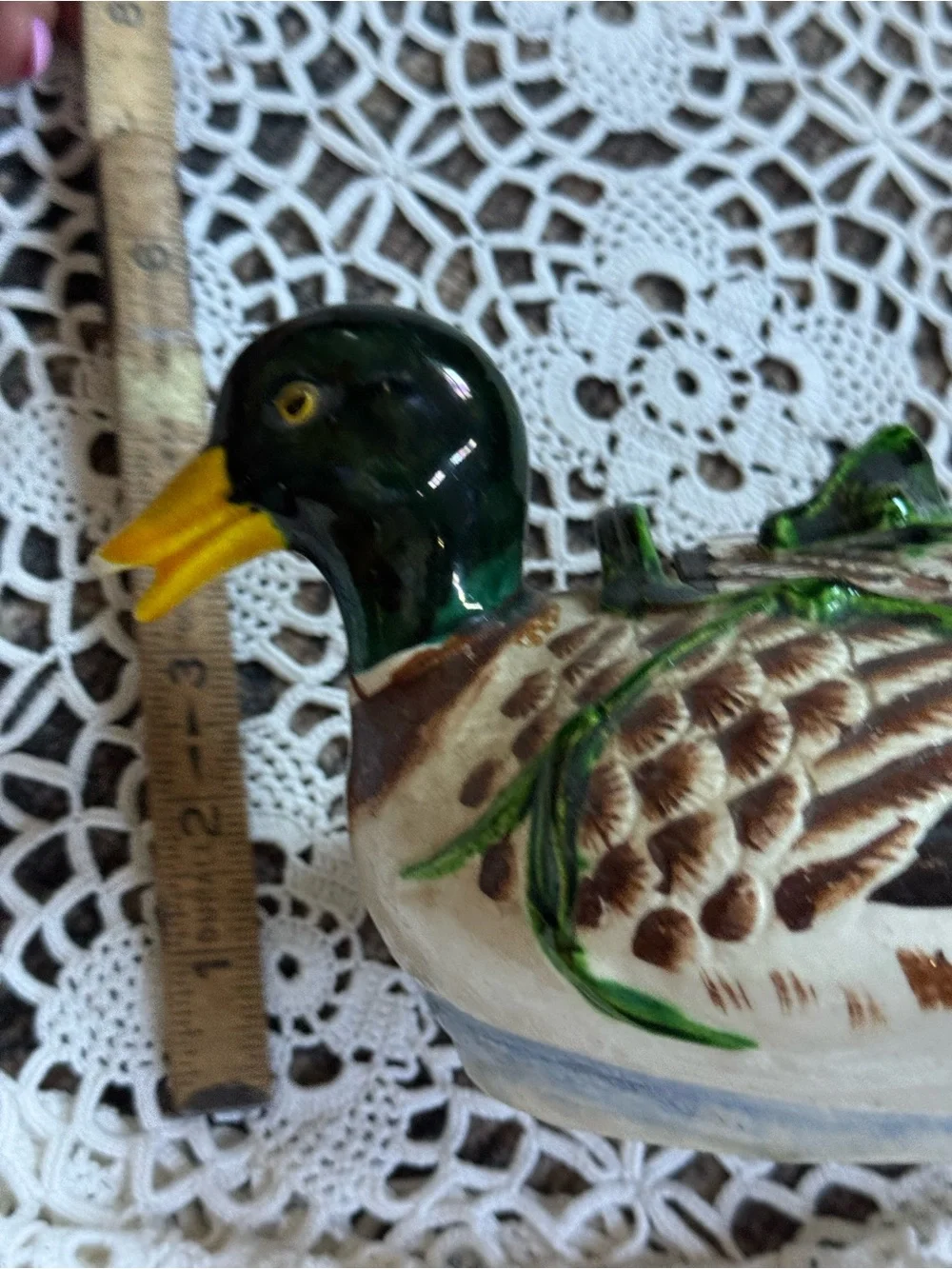 Vintage 1987 Ceramic Mallard Duck Teapot Hand Painted